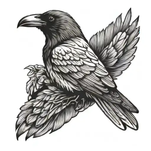 Crow side head profile holding tattoo design idea
