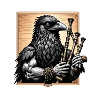 designs on wood carving crow muscular with mans face bagpiper playing the bagpipes baldblack beard tattoo design idea