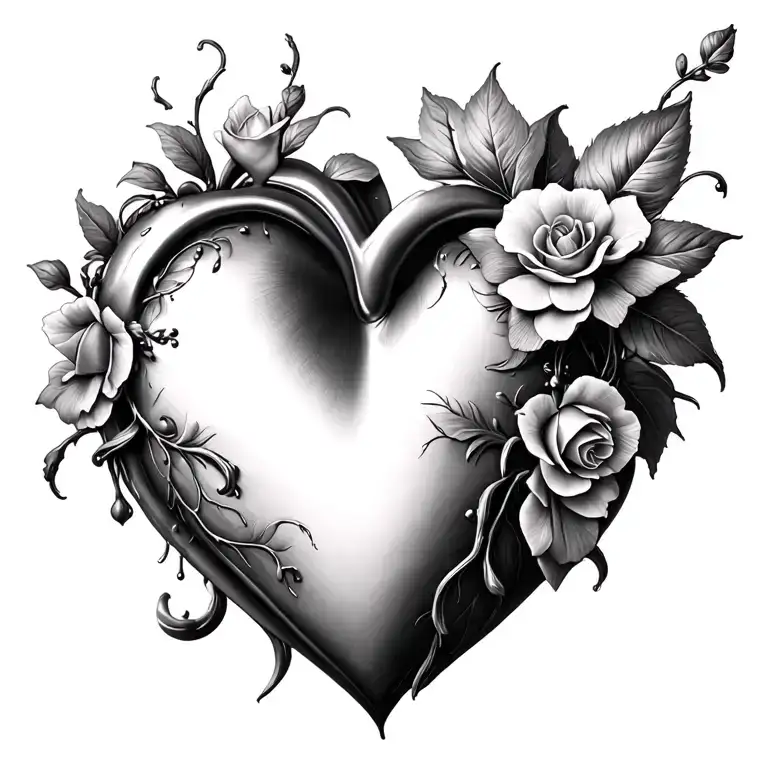 3d Heart shape tattoo design idea