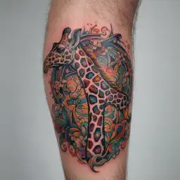 giraffe standing tattoo design idea