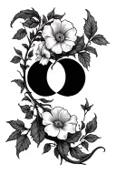 sweet pea flower ivy vines moon phases tattoo design idea