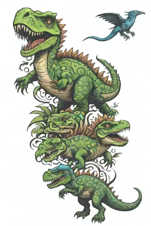 dinosaur animals enjoying tattoo design idea