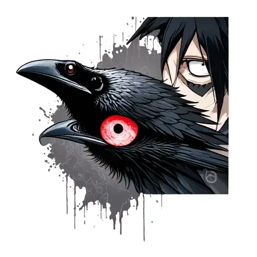 itachi sharingan with raven tattoo design idea