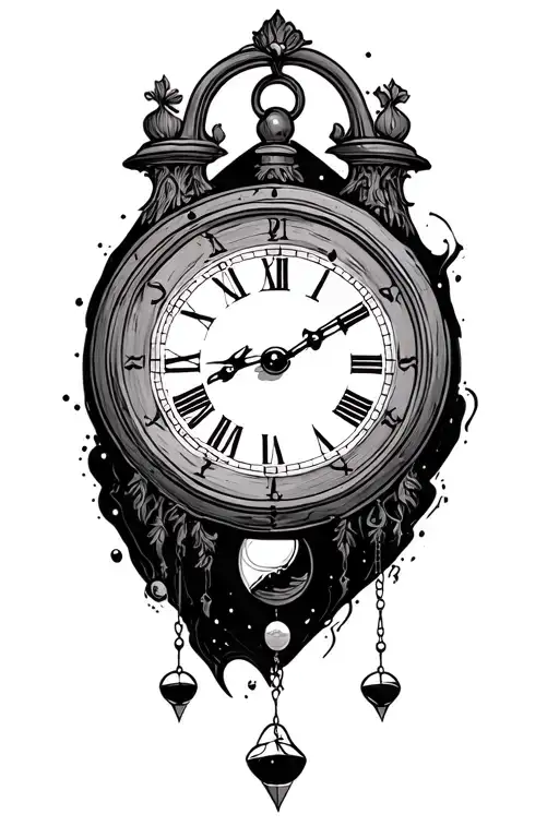 clock with pendulum swinging in space tattoo design idea