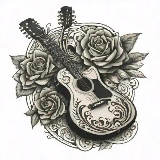 guitar with name valeria tattoo design idea