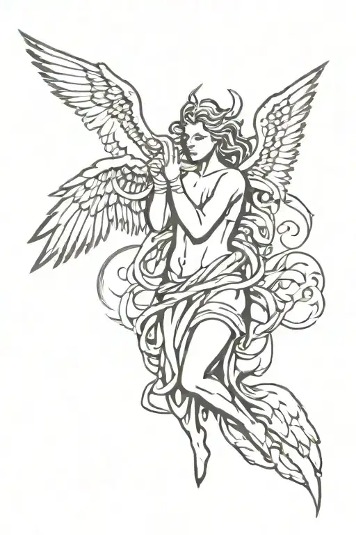 angels and demons tattoo design idea