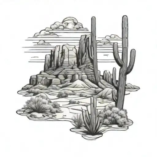 Arizona desert landscape tattoo design idea