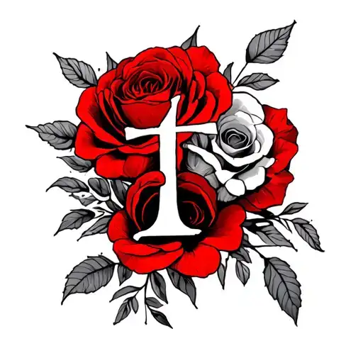 see the good in everything, everything in red, and the t in everything will be a cross tattoo design idea