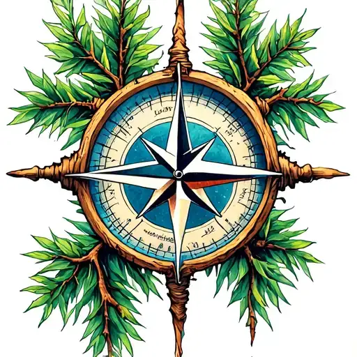 lebanese cedar tree and nautical compass tattoo design tattoo design idea