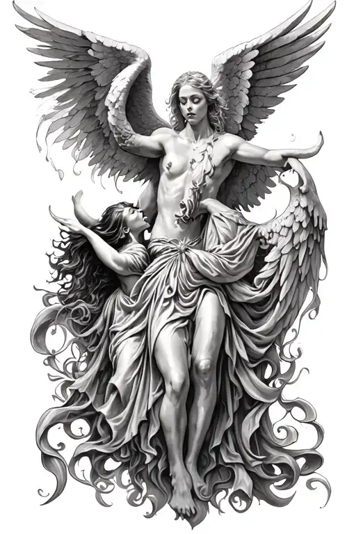 angels vs demons tattoo design idea