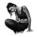 scared woman posing tattoo design idea