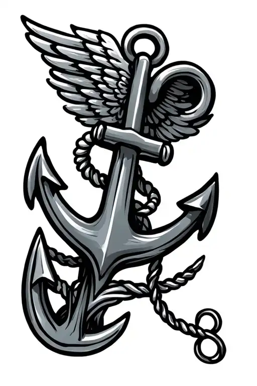 anchor with wings tattoo design idea