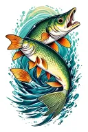 cod fish swimming upstream tattoo design idea