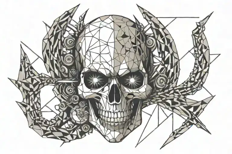 cyber skull monster tattoo design idea
