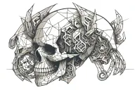 cyber skull monster tattoo design idea