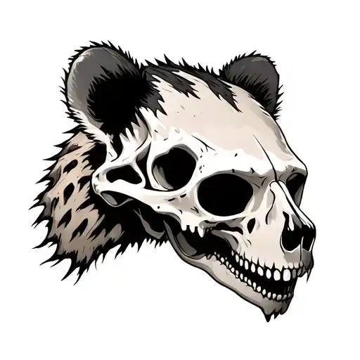 hyena and otter skull zombie forward facing tattoo design idea