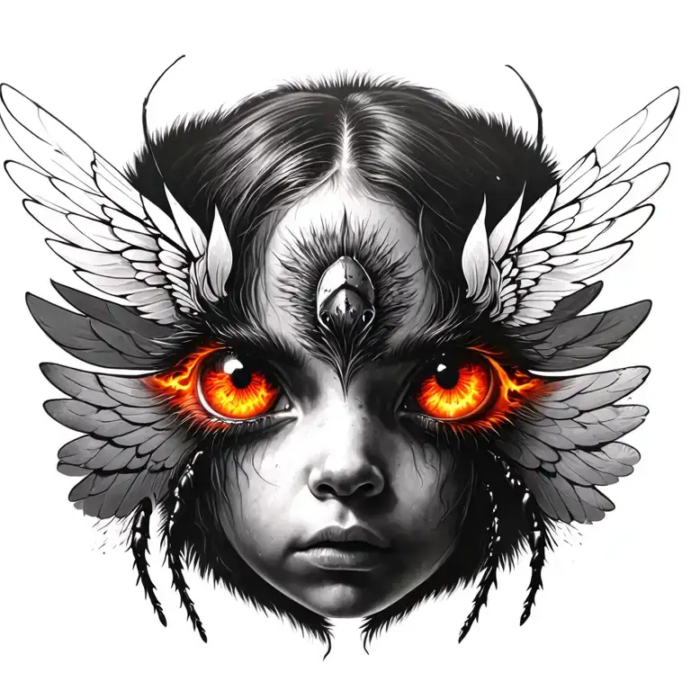 those eyes like fire, I'm a winged insect, you're a funeral pyre tattoo design idea