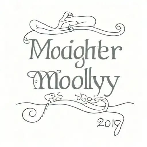 text and birth dates, Daughter Molly 2010, Son Noel 2001 tattoo design idea