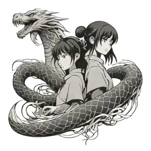 haku and chihiro tattoo design idea