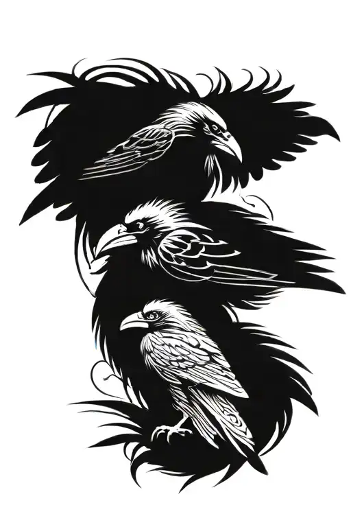 tribal ravens Huginn and Muninn tattoo design idea
