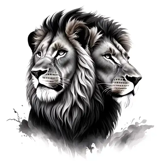Lion And Lioness tattoo design idea
