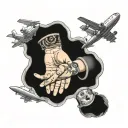 never fold never backdown. mom dad holding son hands. airplane ✈️ tattoo design idea