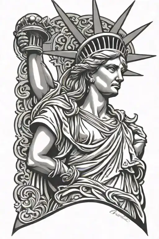 lady liberty epic tattoo design idea