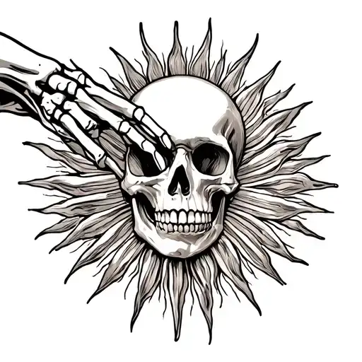 Skeleton. Hand..forming a sun tattoo design idea