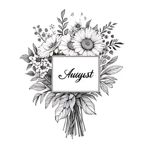 may July november august birth flower bouquet tattoo design idea