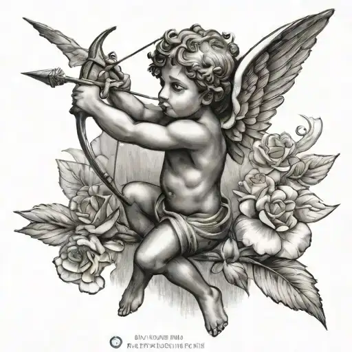 Cupid shooting arrows tattoo design idea