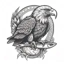 eagle holding trout tattoo design idea