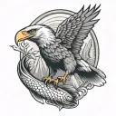 eagle holding trout tattoo design idea