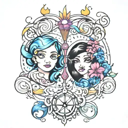 libra and pisces together tattoo design tattoo design idea