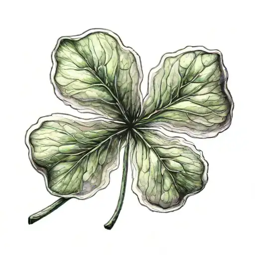 a 5 leaf clover with one falling off  tattoo design idea