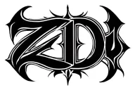 "ZD" Ambigram tattoo design combining elements tattoo design idea