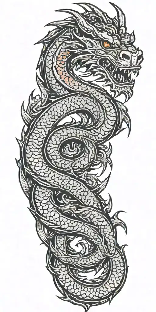 Western dragon thats black, red and sliver tattoo design idea