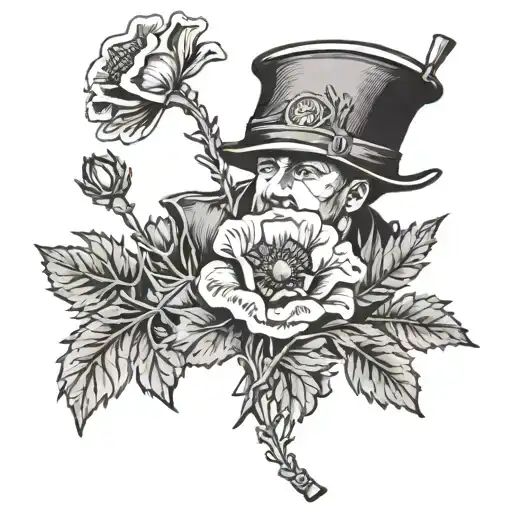 fallen soldier, grave, poppy flower tattoo design idea