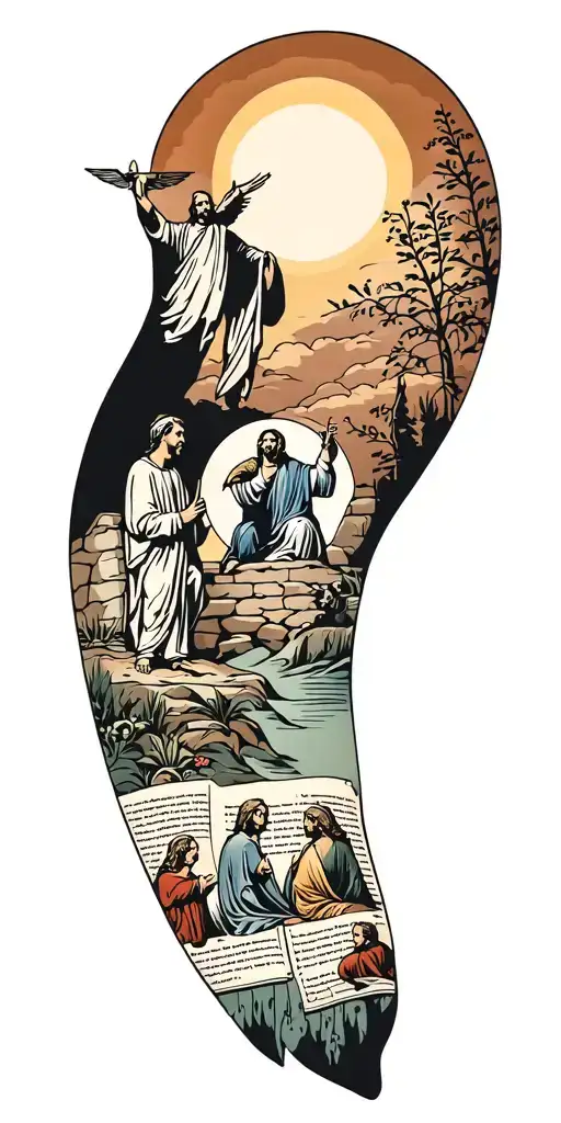 Christian sleeve depicting stories from the old testament  tattoo design idea