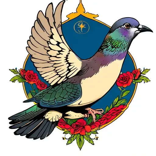 Turtle Dove flying tattoo design idea