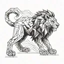 A futuristic robotic lion representing strength and agility, inspired by Edin Dzeko's powerful playing style tattoo design idea