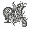 numeric number 19 large wine tattoo design idea
