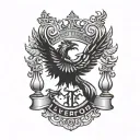 A tattoo design combining the Liverpool FC logo with elements of Stoicism philosophy, in a blackwork style tattoo design idea