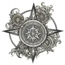 viking compass surrounded by various tattoo design idea