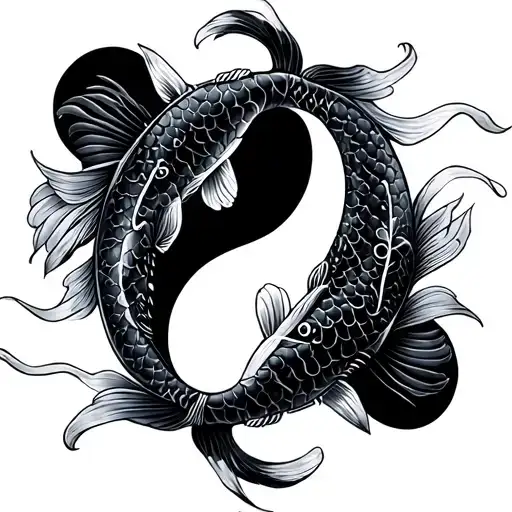 two koi fish ying yang tattoo design idea