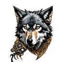 Steampunk Wolf tattoo design idea