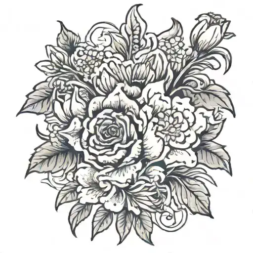 Birth Flowers Of A man tattoo design idea