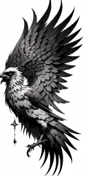 phoenix, compass, angel wings tattoo design idea