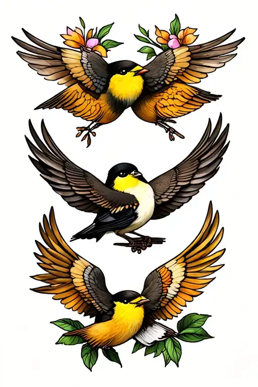 3 little birds tattoo design idea