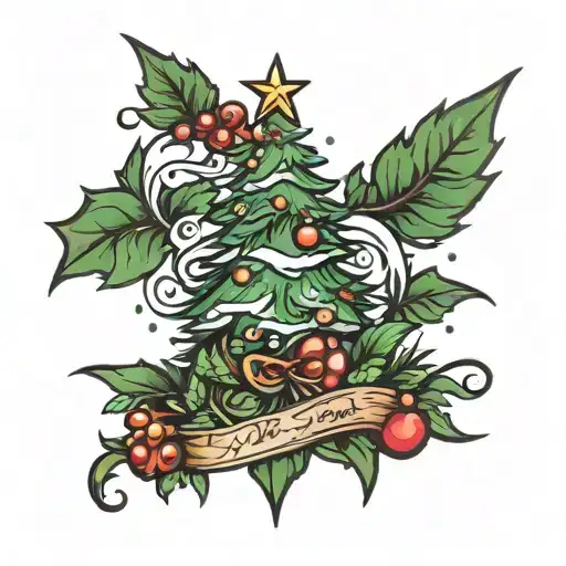 Christmas tree tattoo design idea