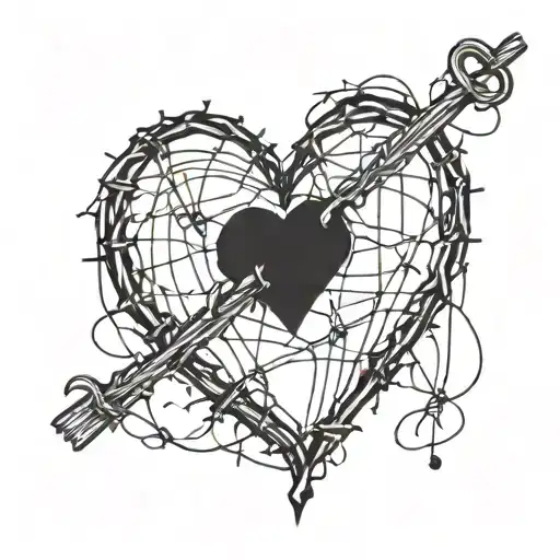 barb wire wrapped heart  tattoo design idea